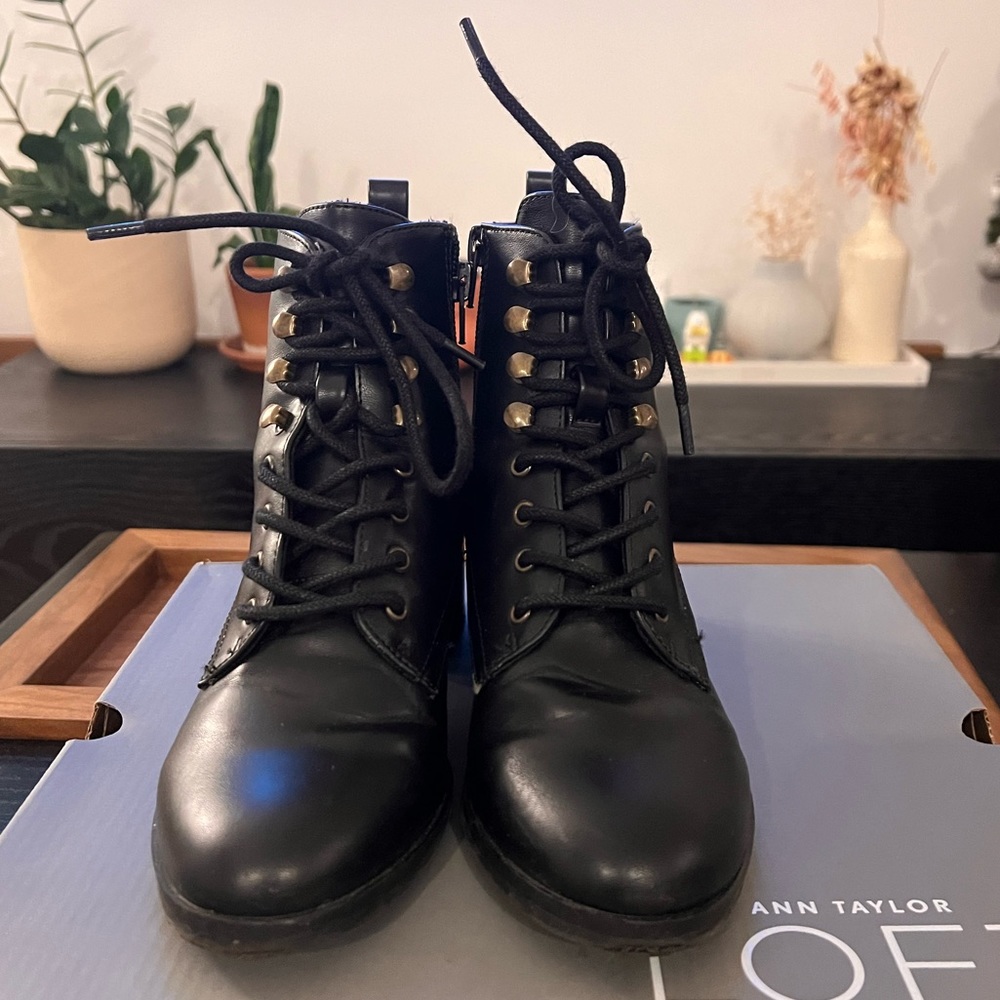 Black Block Heeled Combat Bootties - image 7